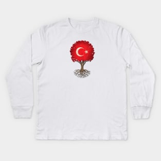 Tree of Life with Turkish Flag Kids Long Sleeve T-Shirt